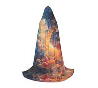 WBQLSL Capa con capucha para cosplay, cielo estrellado mágico, estampado de acuarela, grande, accesorio para disfraz de escenario de juego de rol