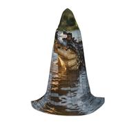 WBQLSL Capa de cosplay con capucha | Gran cocodrilo impreso mediano - Accesorio para disfraz de escenario de juego de rol
