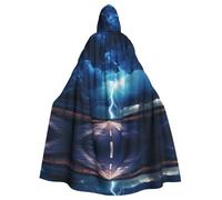 WBQLSL Capa de cosplay para adultos, bata de bruja con patrón de rayo en un flash, para hombres y mujeres, Halloween, fiesta de graduación, capa con capucha