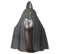 WBQLSL Capa de Halloween con estampado de cisne de corona, capa con capucha, adecuada para fiestas temáticas