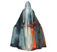 WBQLSL Capa de Halloween con estampado de ciudad borrosa, capa con capucha, adecuada para fiestas temáticas