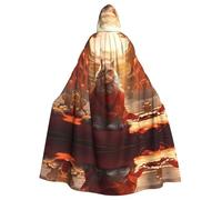 WBQLSL Capa de Halloween con estampado de Ciudad Prohibida y gatos, capa con capucha, adecuada para fiestas temáticas