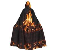 WBQLSL Capa de Halloween con estampado de fuego abierto, capa con capucha, adecuada para fiestas temáticas