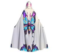 WBQLSL Capa de Halloween con estampado de mariposas cibernéticas, capa con capucha, adecuada para fiestas temáticas