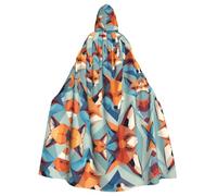 WBQLSL Capa de Halloween con estampado de zorro cúbico, capa con capucha, adecuada para fiestas temáticas
