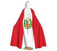 WBQLSL Capa de Halloween impresa con la bandera de Perú, capa con capucha para mascarada, adecuada para fiestas temáticas