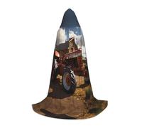 WBQLSL Capa de túnica estampada de tractor rojo con capucha | Disfraz de cosplay | Accesorio de fiesta de Halloween | S/M/L