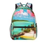 WBQLSL Caribbean Scenery Mochila de viaje ligera adecuada para senderismo, viajes de negocios, camping, fitness, escuela, universidad y otras ocasiones, con un diseño de múltiples bolsillos.