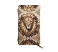 WBQLSL Cartera clásica de piel con diseño de cabeza de león, monedero de 7.4 x 4.13 pulgadas de largo con cremallera, práctica cartera de viaje para dinero en efectivo