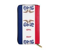 WBQLSL Cartera de cuero con cremallera con bandera del estado de Iowa, bolsa de mano de 7.5 x 4.1 pulgadas de largo, múltiples compartimentos y gran capacidad, un buen regalo para amigos