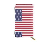 WBQLSL Cartera de cuero con cremallera con bandera estadounidense, bolsa de mano de 7.5 x 4.1 pulgadas de largo, múltiples compartimentos y gran capacidad, un buen regalo para amigos