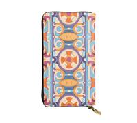 WBQLSL Cartera de cuero con diseño circular de calle antigua, billetera de cuero con cremallera de 7.4 x 4.13 pulgadas de largo, práctica cartera de viaje para dinero en efectivo