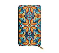 WBQLSL Cartera de cuero con diseño de guirnalda colorida creativa, monedero de 7.4 x 4.13 pulgadas de largo con cremallera, práctica cartera de viaje para dinero en efectivo