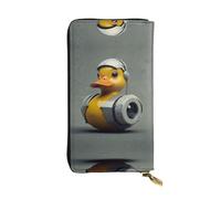 WBQLSL Cartera de cuero con diseño de patos tecnológicos, monedero de 7.4 x 4.13 pulgadas de largo con cremallera, práctica cartera de viaje para dinero en efectivo