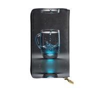 WBQLSL Cartera de cuero con diseño realista de taza de agua, monedero con cremallera de 7.4 x 4.13 pulgadas de largo, práctica cartera de viaje para dinero en efectivo