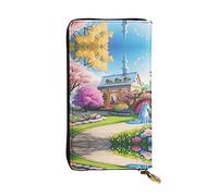WBQLSL Cartera de cuero de mano, cartera de 7.5 x 4.1 pulgadas de largo, compartimento secreto, almacenamiento, protege la privacidad personal, patrón de cuento de hadas de unicornio, negro, talla