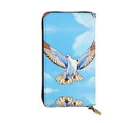 WBQLSL Cartera de cuero de mano, cartera de 7.5 x 4.1 pulgadas de largo, compartimento secreto, almacenamiento, protege la privacidad personal, gaviotas en patrón de vuelo, negro, talla única