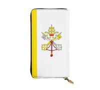 WBQLSL Cartera de cuero de mano, cartera de 7.5 x 4.1 pulgadas de largo, compartimento secreto, almacenamiento, protege la privacidad personal, patrón de la bandera del Vaticano