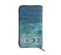 WBQLSL Cartera de cuero de mano, cartera de 7.5 x 4.1 pulgadas de largo, compartimento secreto, almacenamiento, protege la privacidad personal, patrón de océano profundo, negro, talla única