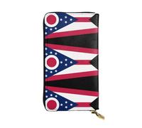 WBQLSL Cartera de cuero de mano, cartera de 7.5 x 4.1 pulgadas de largo, compartimento secreto, almacenamiento, protege la privacidad personal, patrón de la bandera del estado de Ohio