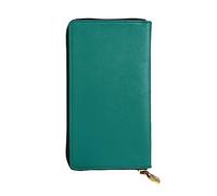 WBQLSL Cartera de cuero de mano, cartera de 7.5 x 4.1 pulgadas de largo, compartimento secreto, almacenamiento, protege la privacidad personal, patrón verde oscuro sólido