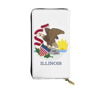 WBQLSL Cartera de cuero de mano, cartera de 7.5 x 4.1 pulgadas de largo, compartimento secreto, almacenamiento, protege la privacidad personal, patrón de bandera del estado de Illinois