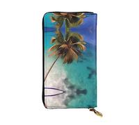 WBQLSL Cartera de cuero de mano, cartera de 7.5 x 4.1 pulgadas de largo, compartimento secreto, almacenamiento, protege la privacidad personal, patrón de las Islas del Caribe