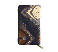 WBQLSL Cartera de cuero de mano, cartera de 7.5 x 4.1 pulgadas de largo, compartimento secreto, almacenamiento, protege la privacidad personal, patrón medio oscuro