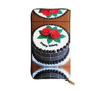 WBQLSL Cartera de cuero de mano, cartera de 7.5 x 4.1 pulgadas de largo, compartimento secreto, almacenamiento, protege la privacidad personal, delicioso patrón de pasteles, negro, talla única