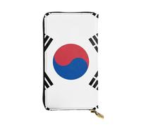 WBQLSL Cartera de cuero de mano, cartera de 7.5 x 4.1 pulgadas de largo, compartimento secreto, almacenamiento, protege la privacidad personal, patrón de la bandera de la República de Corea