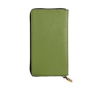 WBQLSL Cartera de cuero de mano, cartera de 7.5 x 4.1 pulgadas de largo, compartimento secreto, almacenamiento, protege la privacidad personal, patrón verde oscuro sólido