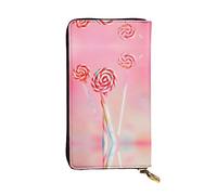 WBQLSL Cartera de cuero de mano, cartera de 7.5 x 4.1 pulgadas de largo, compartimento secreto, almacenamiento, protege la privacidad personal, colorido patrón de piruleta