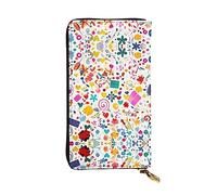 WBQLSL Cartera de cuero de mano, cartera de 7.5 x 4.1 pulgadas de largo, compartimento secreto, almacenamiento, protege la privacidad personal, patrón de fondo de feliz cumpleaños