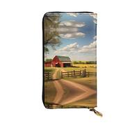 WBQLSL Cartera de cuero de mano, cartera de 7.5 x 4.1 pulgadas de largo, compartimento secreto, almacenamiento, protege la privacidad personal, patrón de vista ranchera, negro, talla única