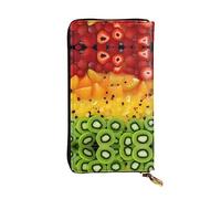 WBQLSL Cartera de cuero de mano, cartera de 7.5 x 4.1 pulgadas de largo, compartimento secreto, almacenamiento, protege la privacidad personal, patrón de frutas frescas