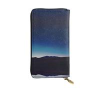 WBQLSL Cartera de cuero elegante con diseño de cielo estrellado, monedero de 7.4 x 4.13 pulgadas de largo con cremallera, práctica cartera de viaje para dinero en efectivo