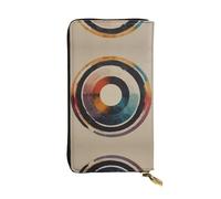 WBQLSL Cartera de cuero elegante con diseño de círculo tras círculo, monedero de 7.4 x 4.13 pulgadas de largo con cremallera, práctica cartera de viaje para dinero en efectivo