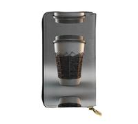 WBQLSL Cartera de cuero elegante con diseño de copa tecnológica, monedero de 7.4 x 4.13 pulgadas de largo con cremallera, práctica cartera de viaje para dinero en efectivo