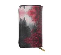WBQLSL Cartera de cuero elegante con diseño de flores florecientes, monedero de 7.4 x 4.13 pulgadas de largo con cremallera, práctica cartera de viaje para dinero en efectivo