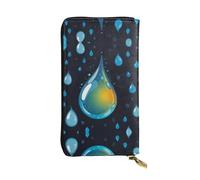 WBQLSL Cartera de cuero elegante con diseño de gotas de agua, monedero con cremallera de 7.4 x 4.13 pulgadas de largo, práctica cartera de viaje para dinero en efectivo