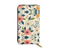 WBQLSL Cartera de cuero elegante con diseño de margaritas de 7.4 x 4.13 pulgadas de largo, con cremallera, práctica cartera de viaje para dinero en efectivo