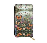 WBQLSL Cartera de cuero elegante con diseño de mariposa de 7.4 x 4.13 pulgadas de largo, con cremallera, práctica cartera de viaje para dinero en efectivo