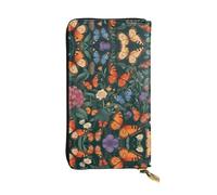 WBQLSL Cartera de cuero elegante con diseño de mariposa, monedero de 7.4 x 4.13 pulgadas de largo con cremallera, práctica cartera de viaje para dinero en efectivo