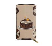 WBQLSL Cartera de cuero elegante con diseño de pastel de chocolate, monedero de 7.4 x 4.13 pulgadas de largo, con cremallera, práctica cartera de viaje para dinero en efectivo
