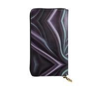 WBQLSL Cartera de cuero elegante con fondo tecnológico, monedero de 7.4 x 4.13 pulgadas de largo con cremallera, práctica cartera de viaje para dinero en efectivo