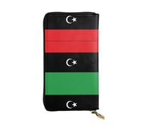 WBQLSL Cartera de cuero elegante con la bandera de Libia, monedero de 7.4 x 4.13 pulgadas de largo con cremallera, práctica cartera de viaje para dinero en efectivo