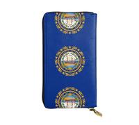 WBQLSL Cartera de cuero elegante con la bandera de New Hampshire, monedero de 7.4 x 4.13 pulgadas de largo, con cremallera, práctica cartera de viaje para dinero en efectivo