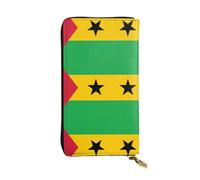WBQLSL Cartera de cuero elegante con la bandera de Santo Tomé y Príncipe, monedero de 7.4 x 4.13 pulgadas de largo, con cremallera, práctica cartera de viaje para dinero en efectivo