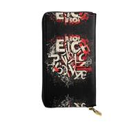WBQLSL Cartera de cuero elegante con letras caóticas, monedero de 7.4 x 4.13 pulgadas de largo con cremallera, práctica cartera de viaje para dinero en efectivo