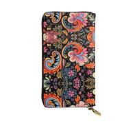 WBQLSL Cartera de cuero elegante con patrones de plantas coloridas, monedero de 7.4 x 4.13 pulgadas de largo con cremallera, práctica cartera de viaje para dinero en efectivo